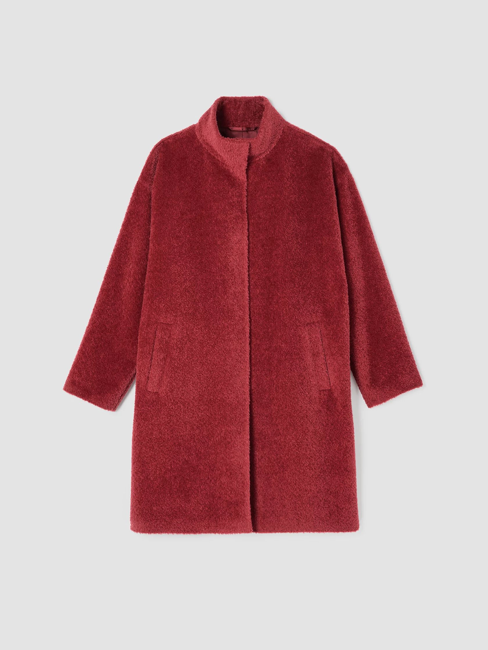 Sheared Suri Alpaca Stand Collar Coat