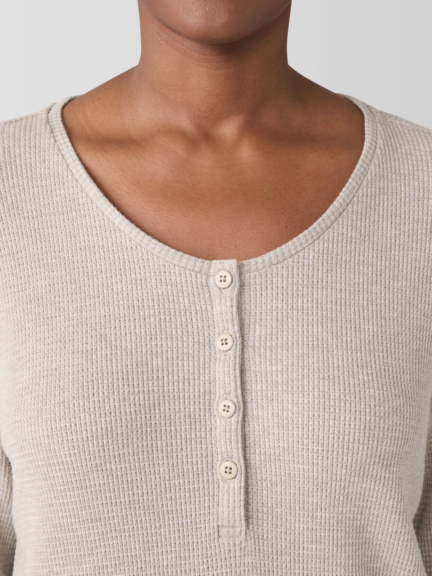 Mélange Organic Cotton Waffle Henley Sleep Top