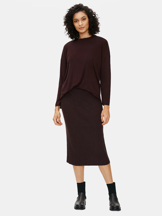 Stretch Silk Jersey Crew Neck Top