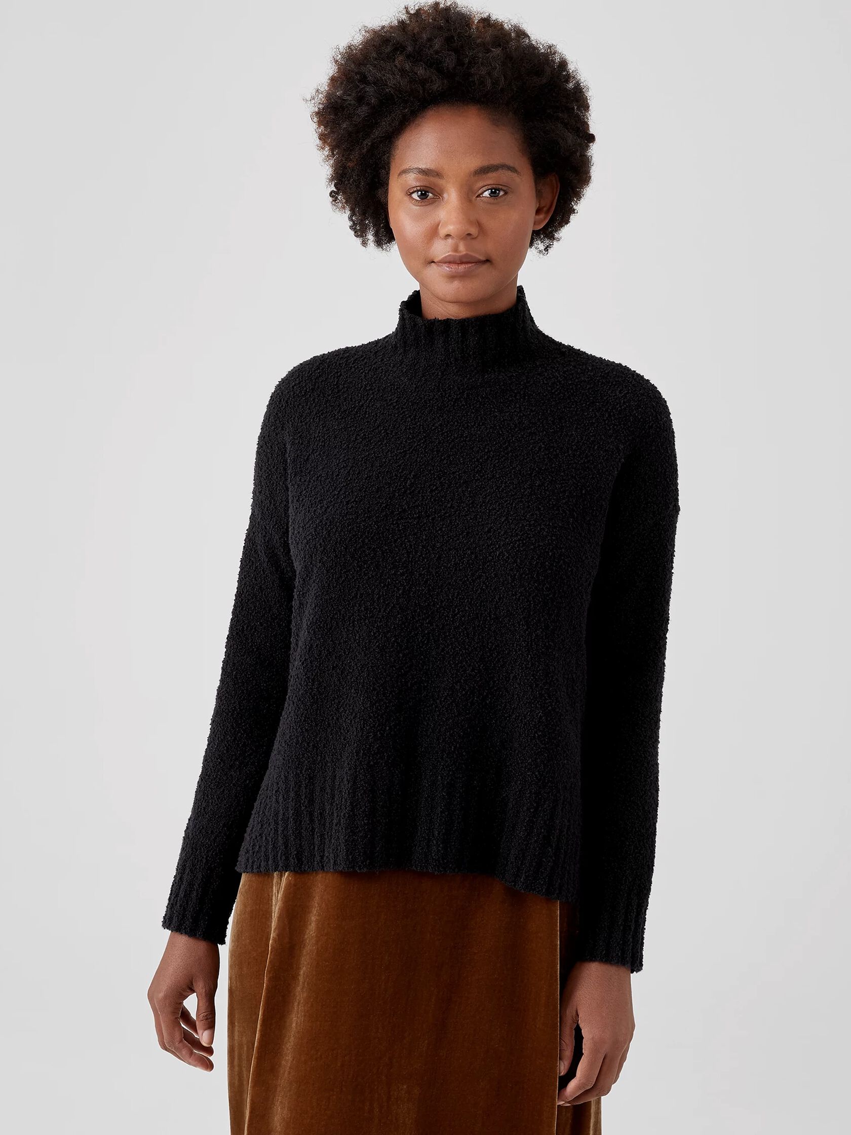 Organic Cotton Boucle Turtleneck Box-Top