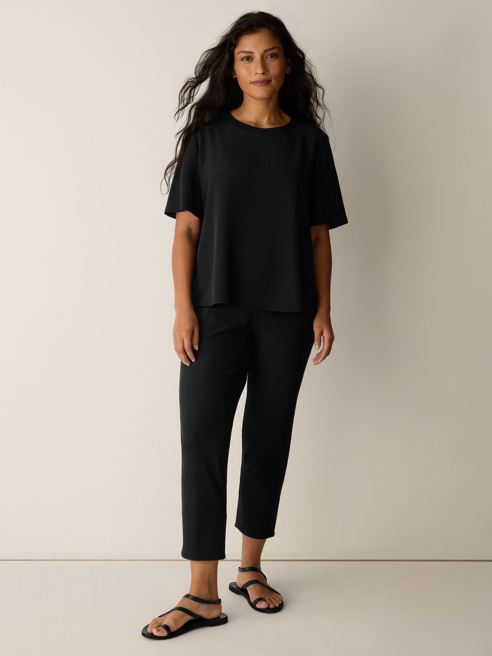 Washable Stretch Crepe Slim Pant