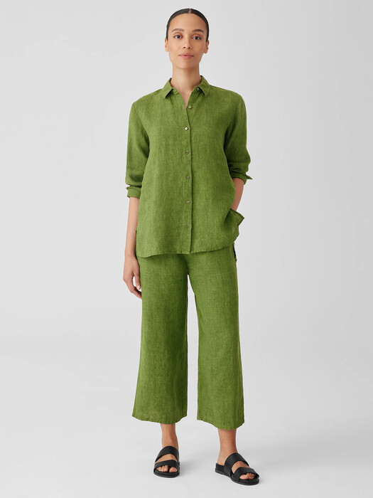 Washed Organic Linen Delave Classic Collar Shirt