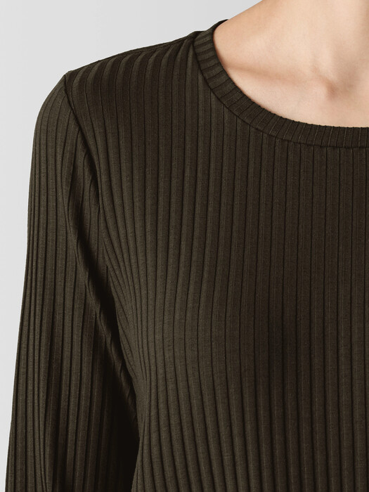 Textured Stretch Rib Crew Neck Dress | EILEEN FISHER Textured Stretch Rib Crew Neck Dress | EILEEN FISHER