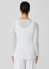 Crinkled Sheer Silk Georgette Bateau Neck Long Top