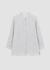 Striped Organic Linen Crinkle Mandarin Collar Shirt