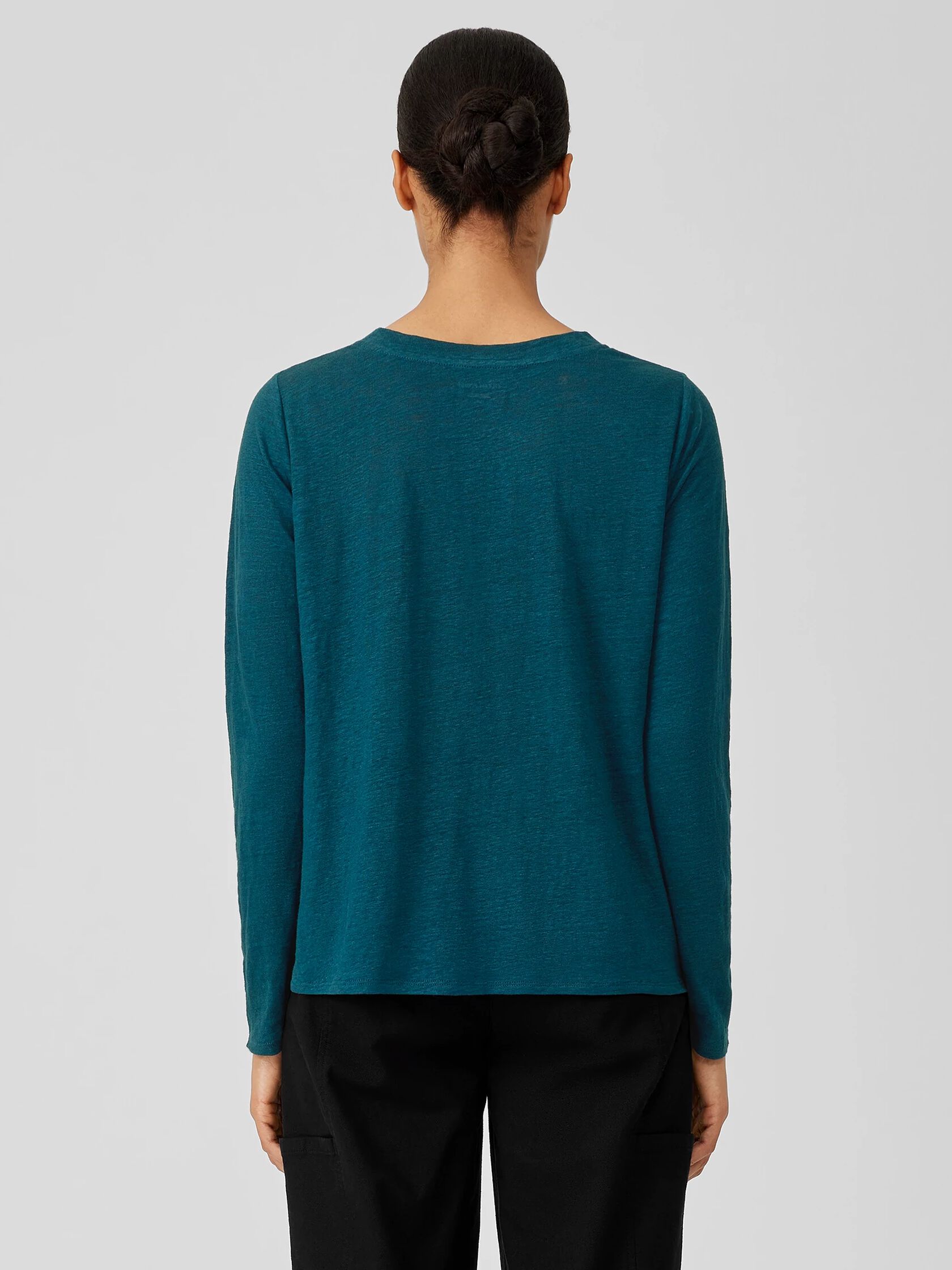 Organic Linen Jersey Crew Neck Top