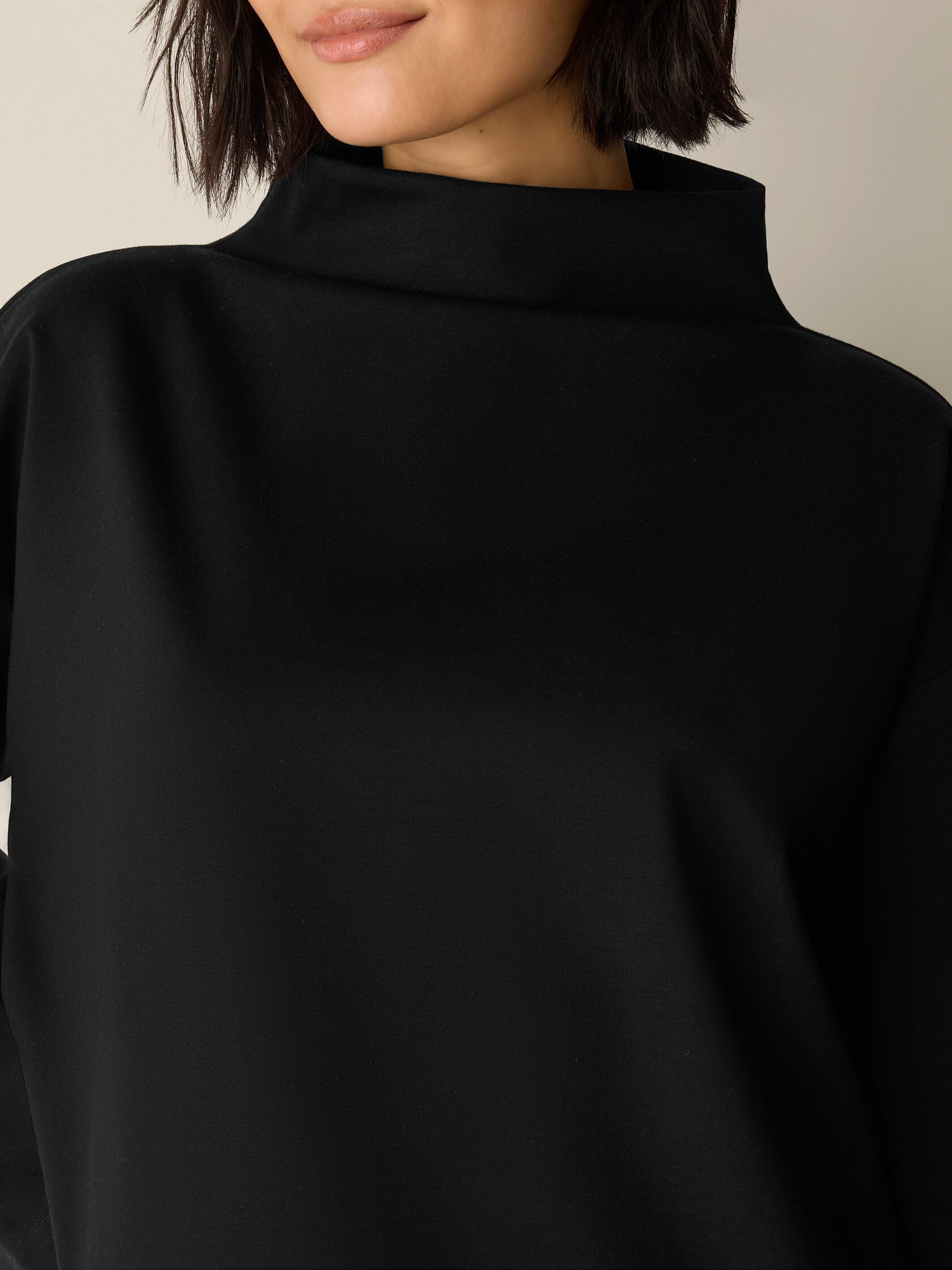Lightweight Ponte Funnel Neck Top