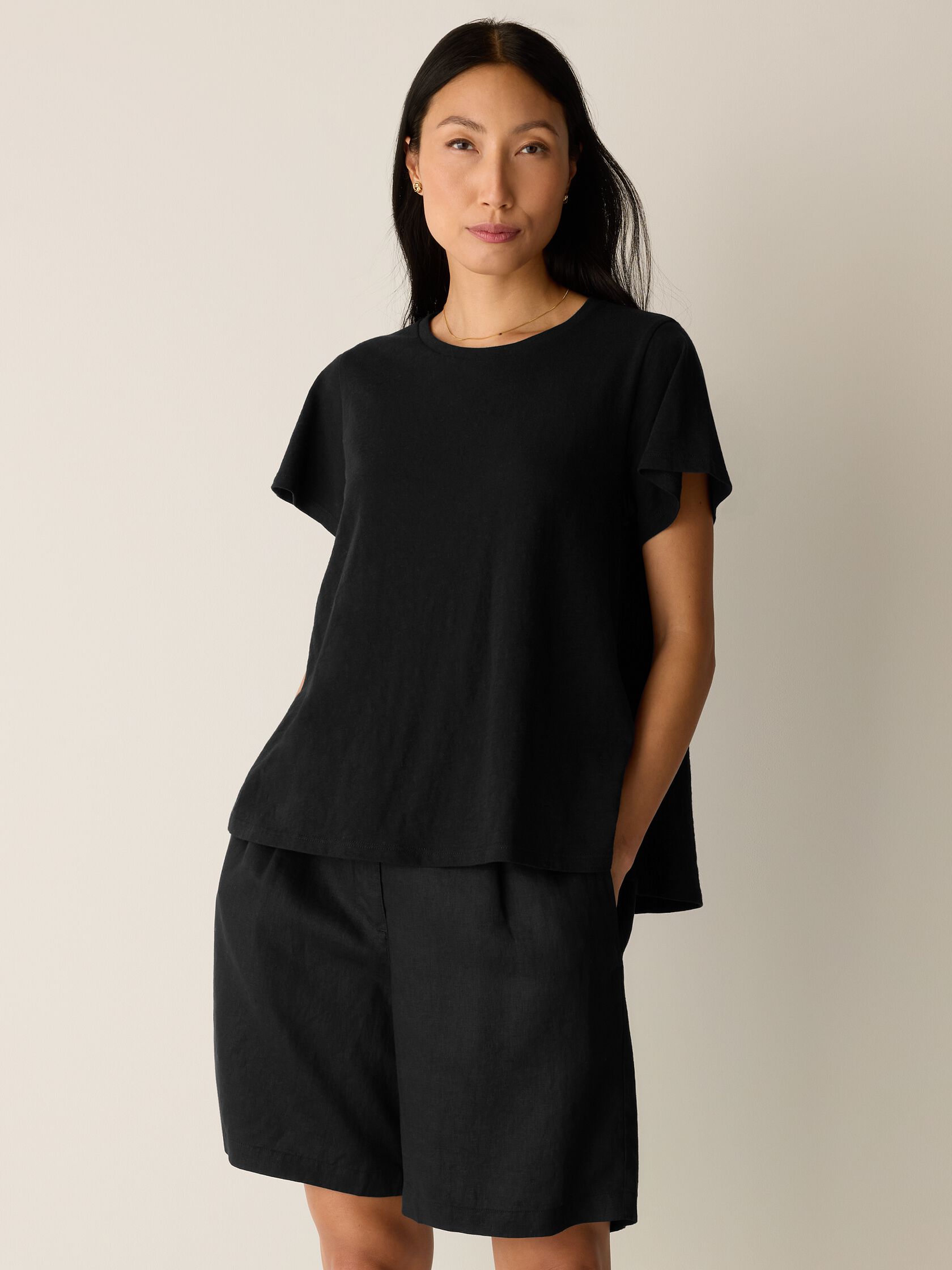 Organic Cotton Slubby Jersey Crew Neck Tee