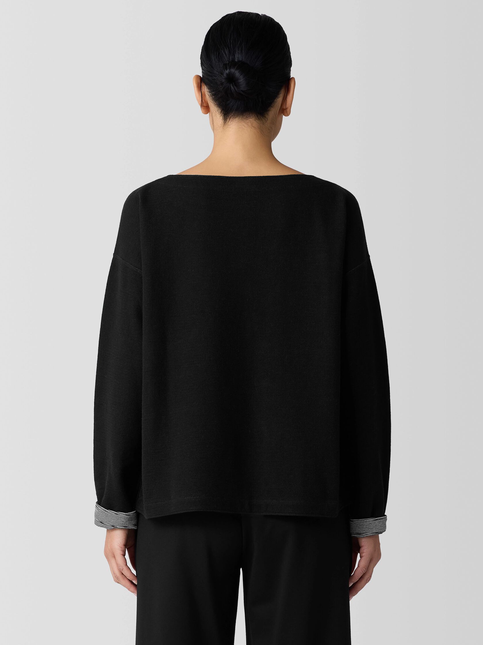 Doubleknit Organic Cotton Stripe Bateau Neck Top