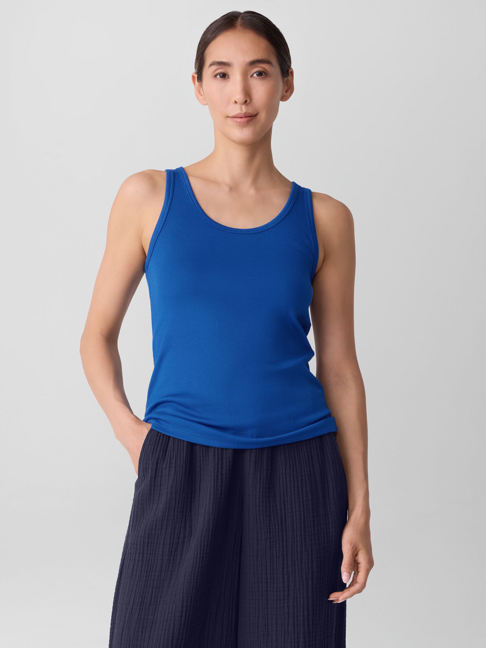 Organic Cotton Stretch Rib Scoop Neck Tank