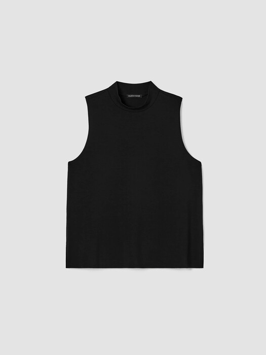 Stretch Jersey Knit Mock Neck Tank