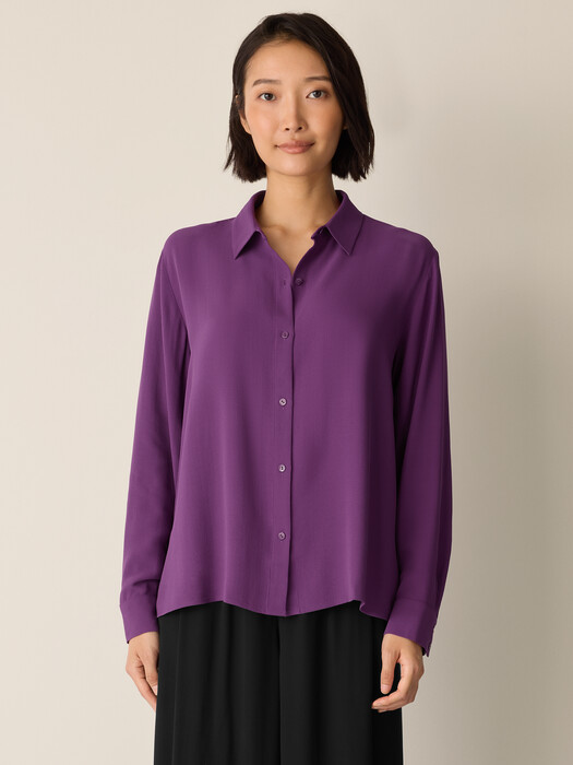Silk Georgette Crepe Classic Collar Shirt | EILEEN FISHER Silk Georgette Crepe Classic Collar Shirt | EILEEN FISHER