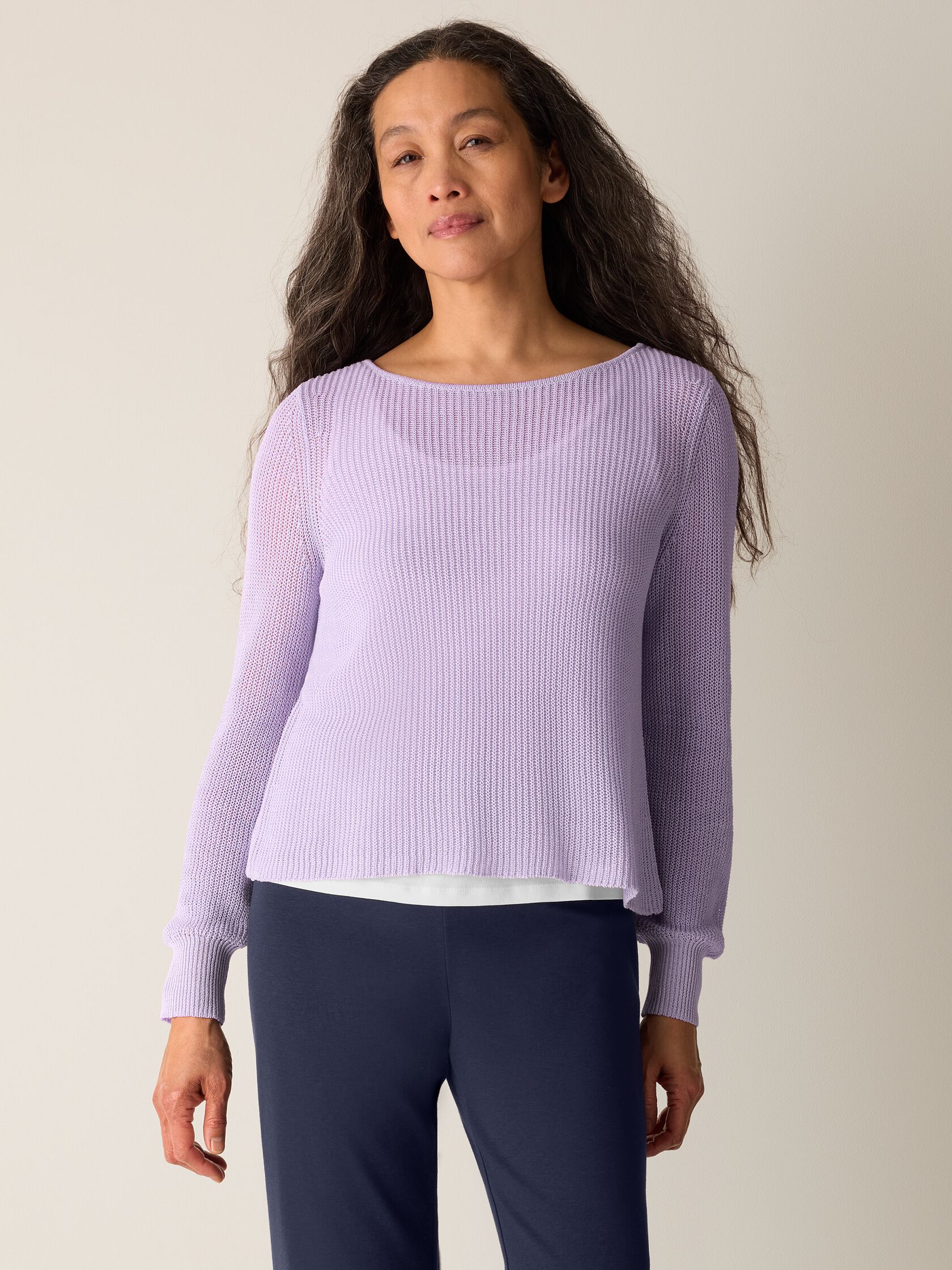 Cotton Silk Cord Ballet Neck Top