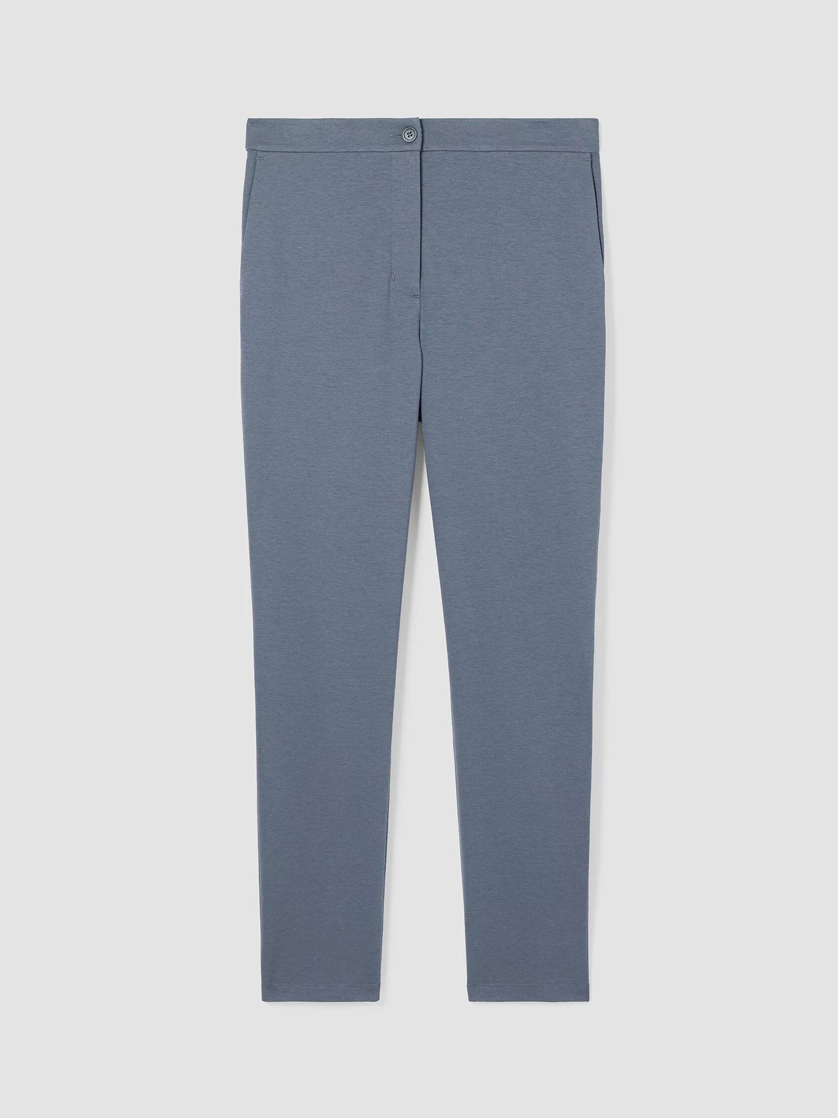 Cotton Blend Ponte High-Waisted Slim Pant