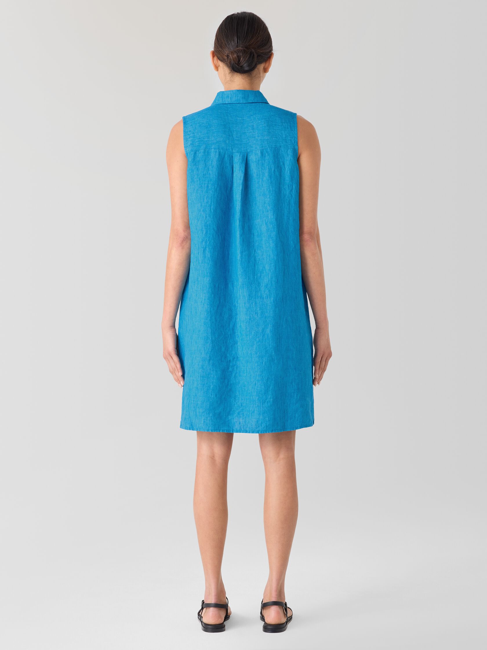Washed Organic Linen Délavé Sleeveless Shirtdress