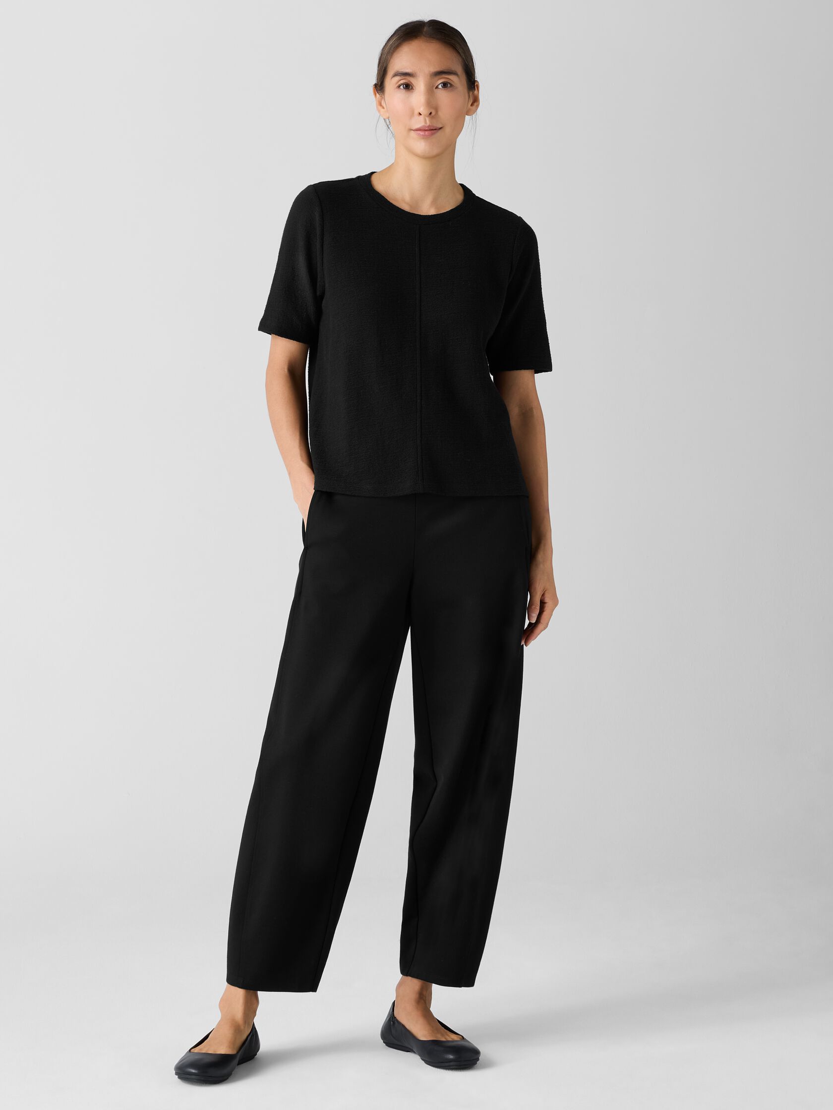 Organic Cotton Jacquard Crew Neck Top