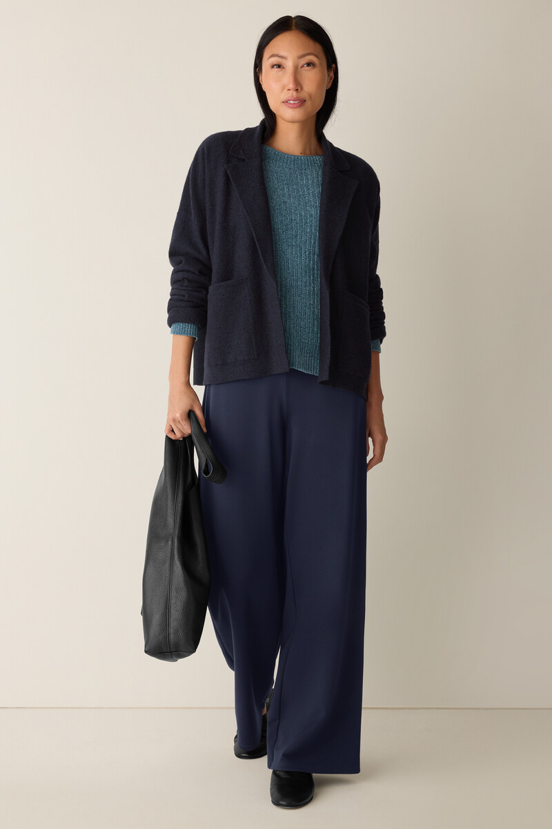 Fine Felted Wool Notch Collar Cardigan in Regenerative Wool Fine Felted Wool Notch Collar Cardigan in Regenerative Wool