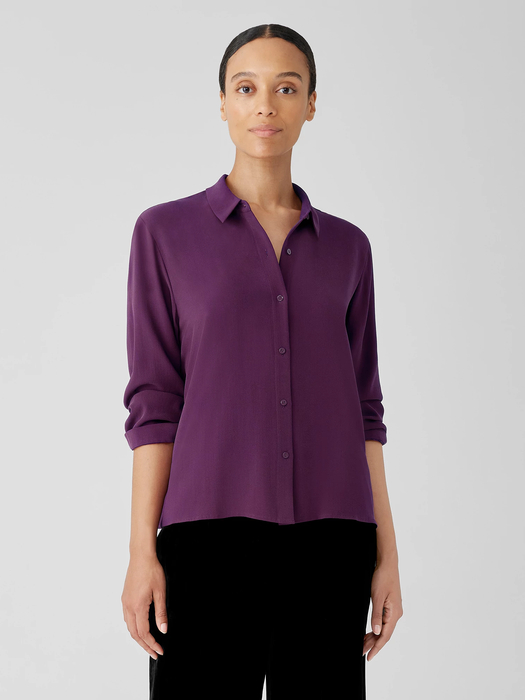 Silk Georgette Crepe Classic Collar Shirt