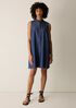 Lightweight Organic Cotton Denim Band Collar Dress