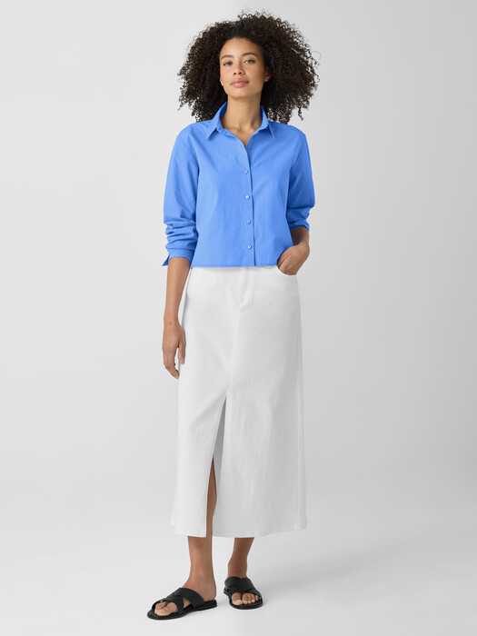 Washed Organic Cotton Poplin Classic Collar Short Shirt