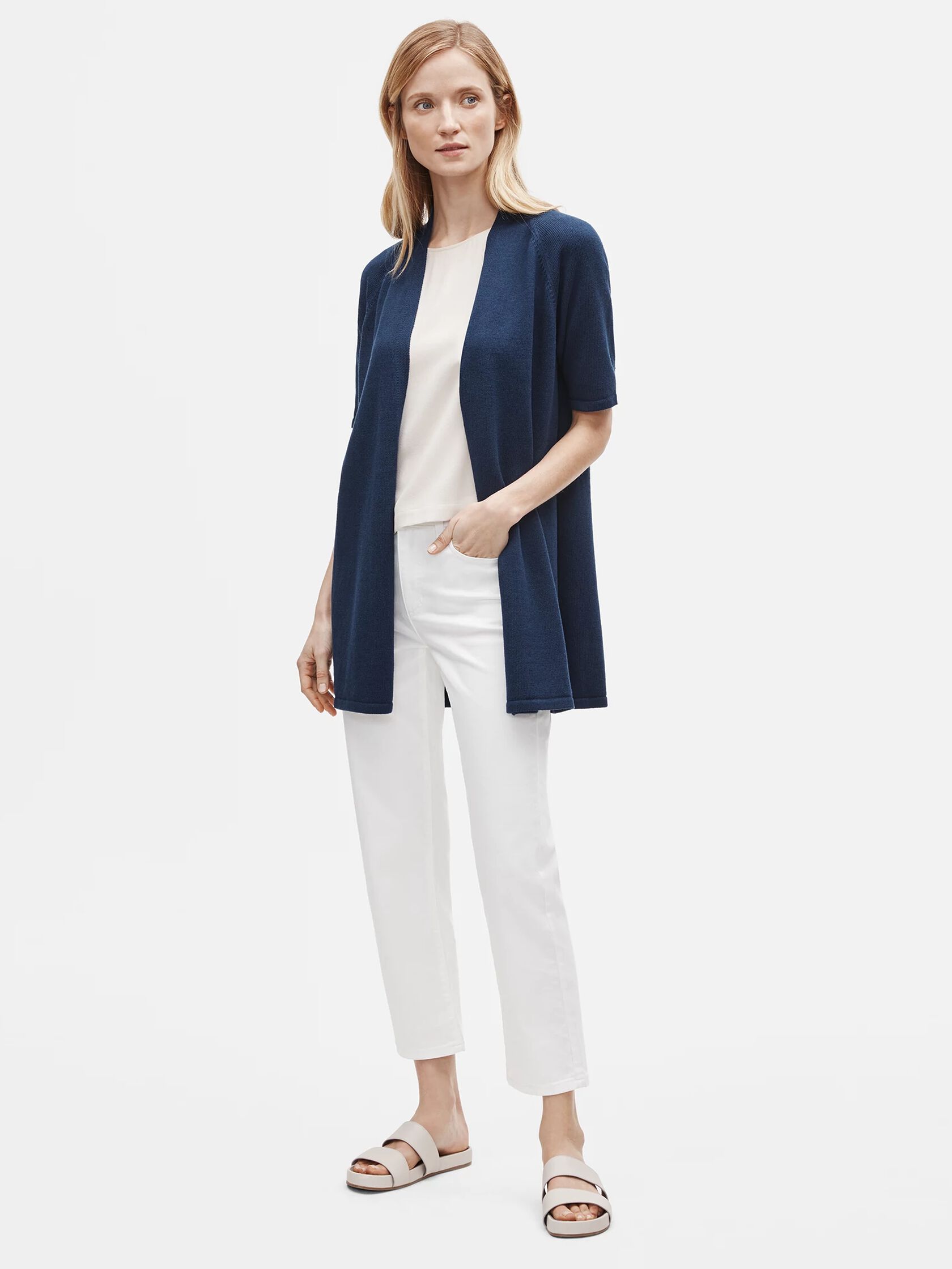 Organic Linen Cotton Short-Sleeve Cardigan