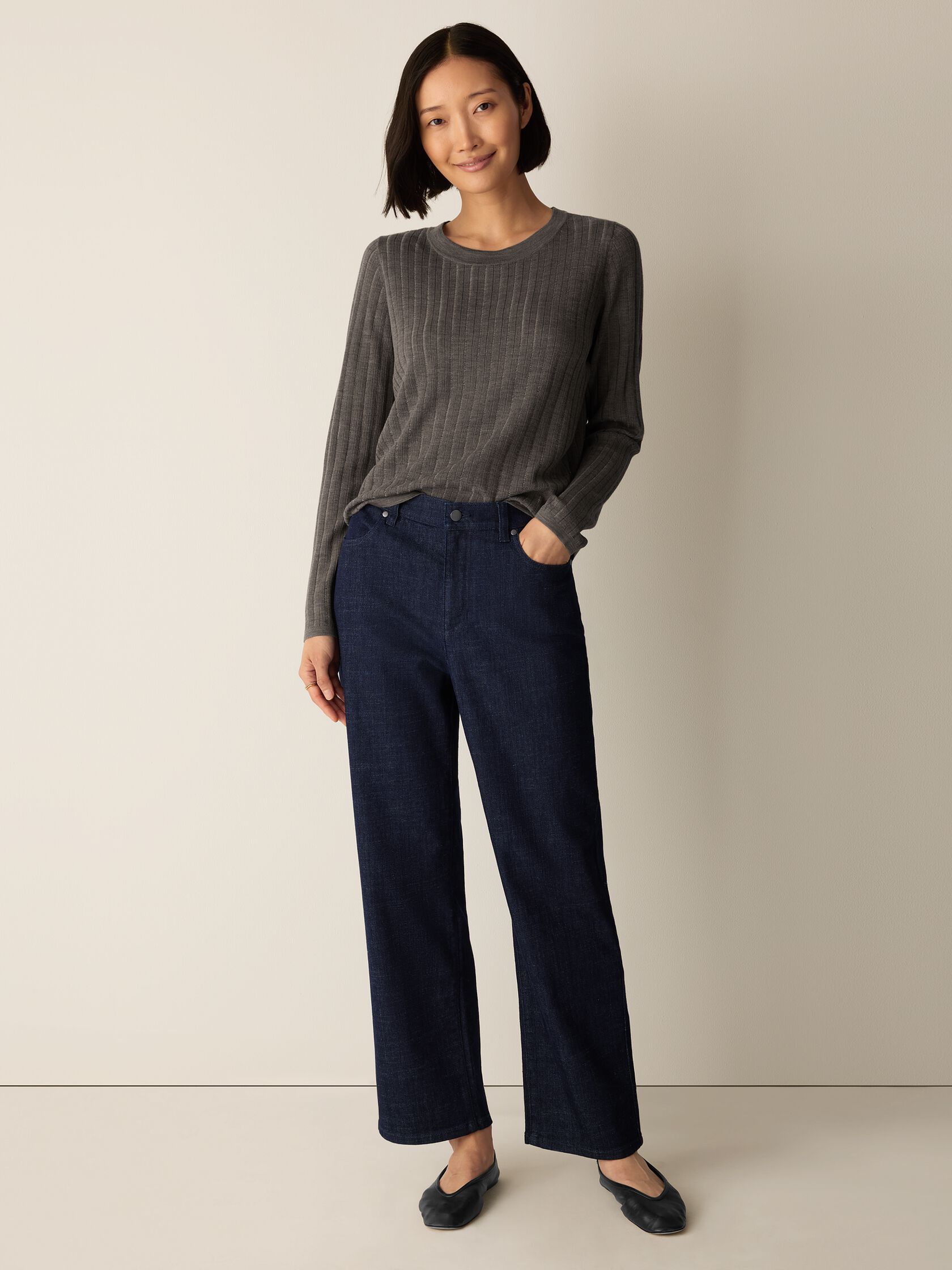 Cotton Stretch Denim Straight Jean