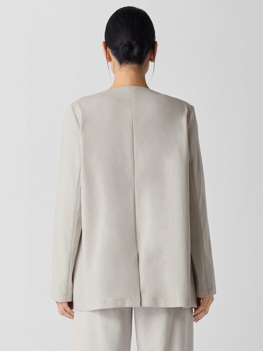 Cotton Blend Ponte V-Neck Blazer