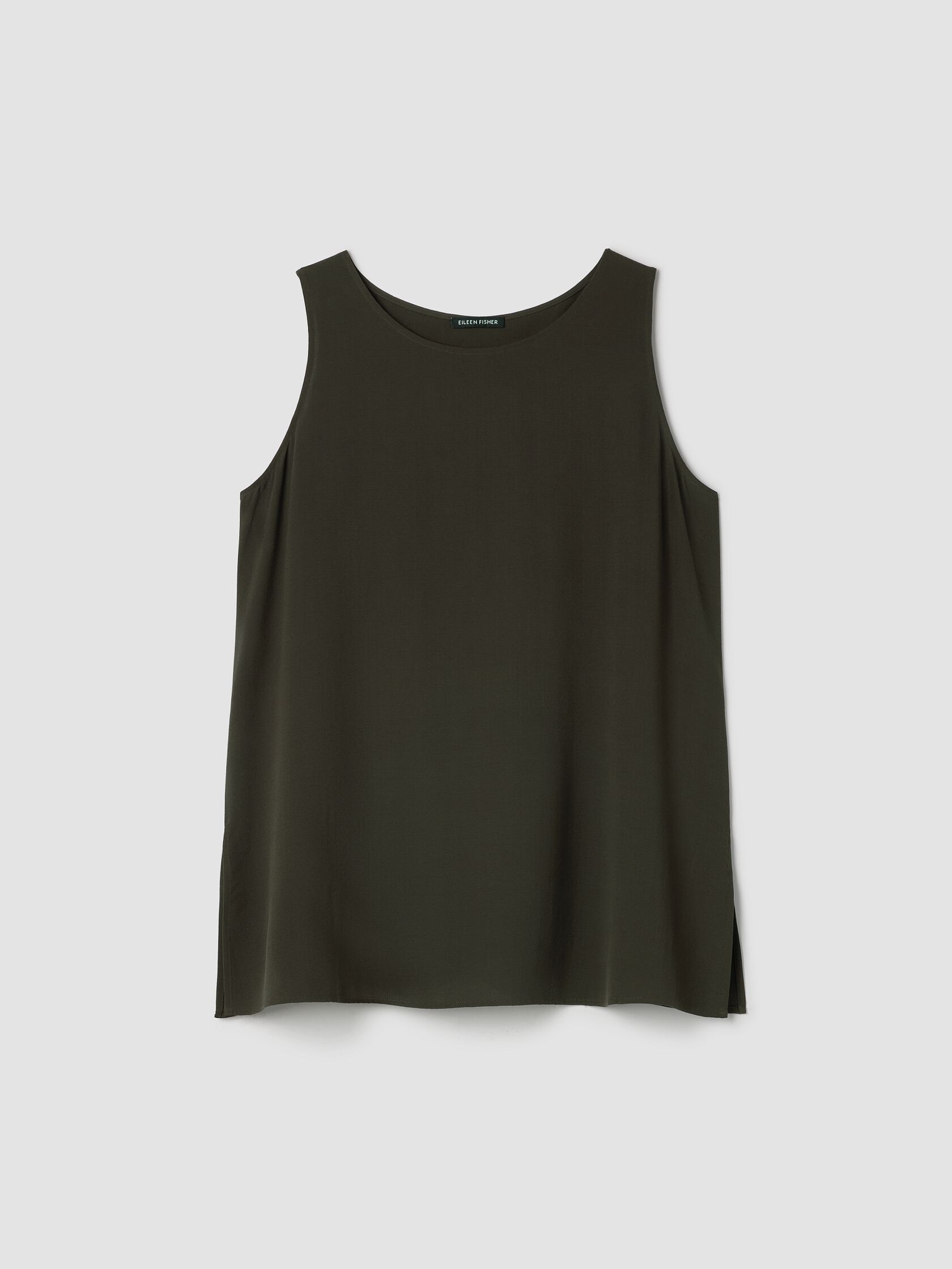 Silk Georgette Crepe Ballet Neck Long Tank