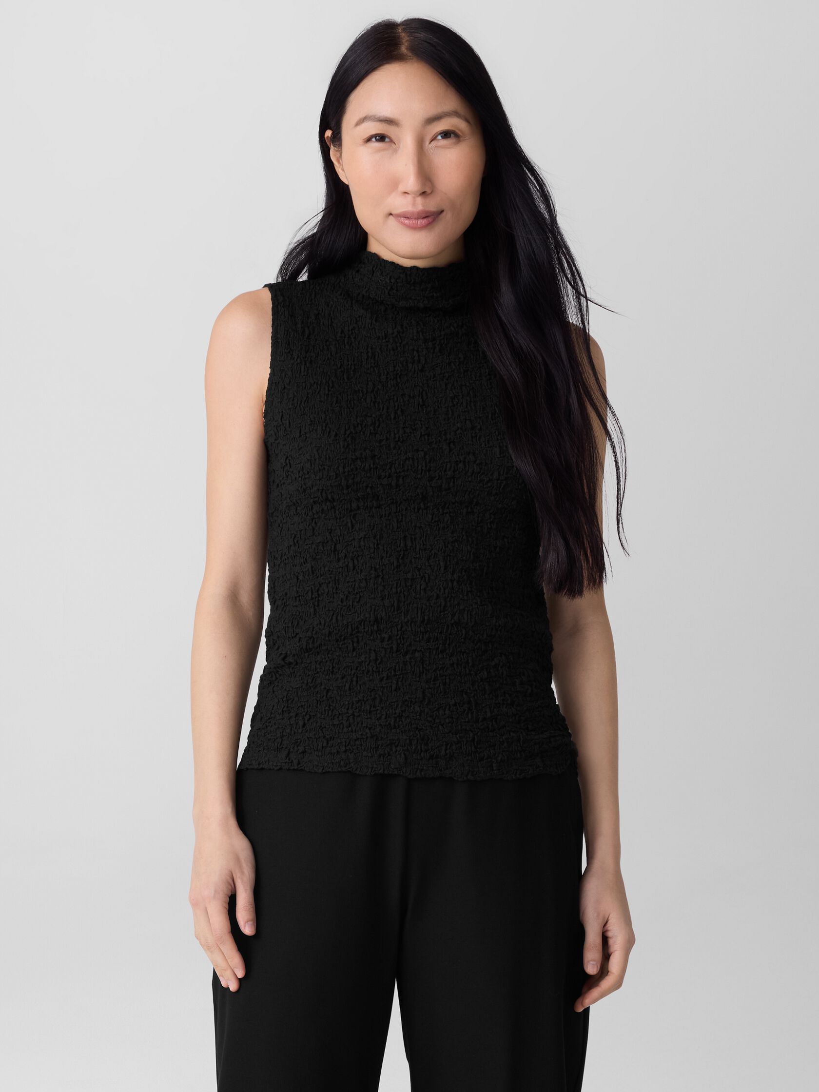 Bubble Jacquard Funnel Neck Top