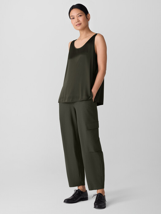 Stretch Silk Charmeuse Scoop Neck Tank