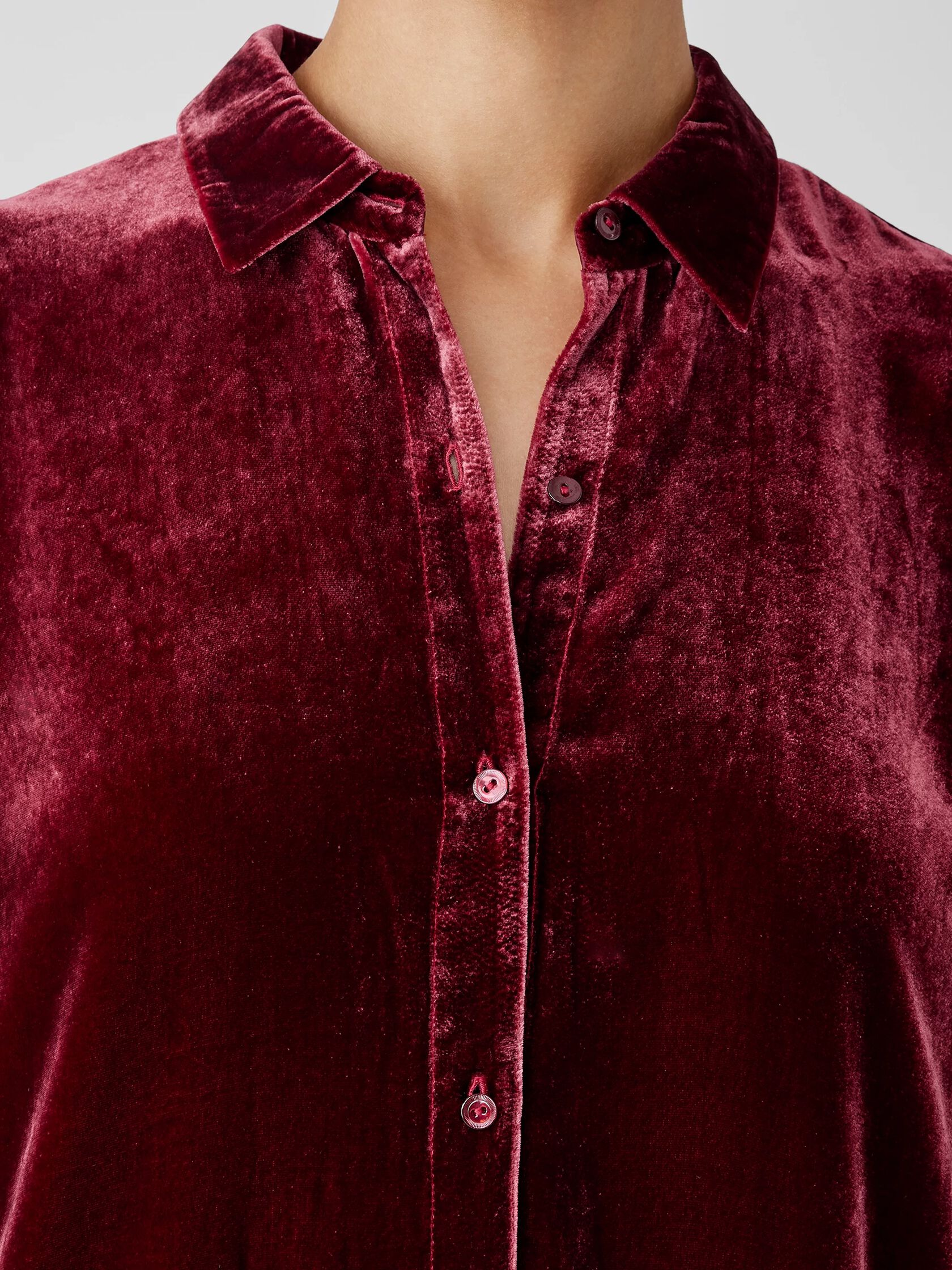 Velvet Classic Collar Long Shirt