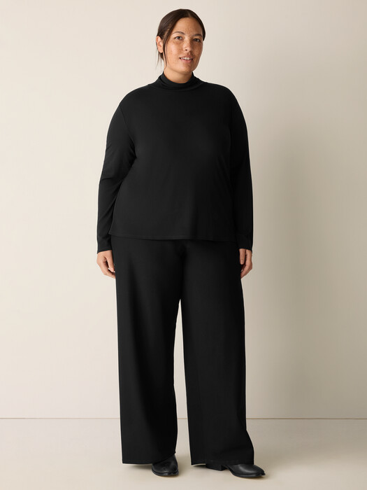 Stretch Silk Jersey Turtleneck Top