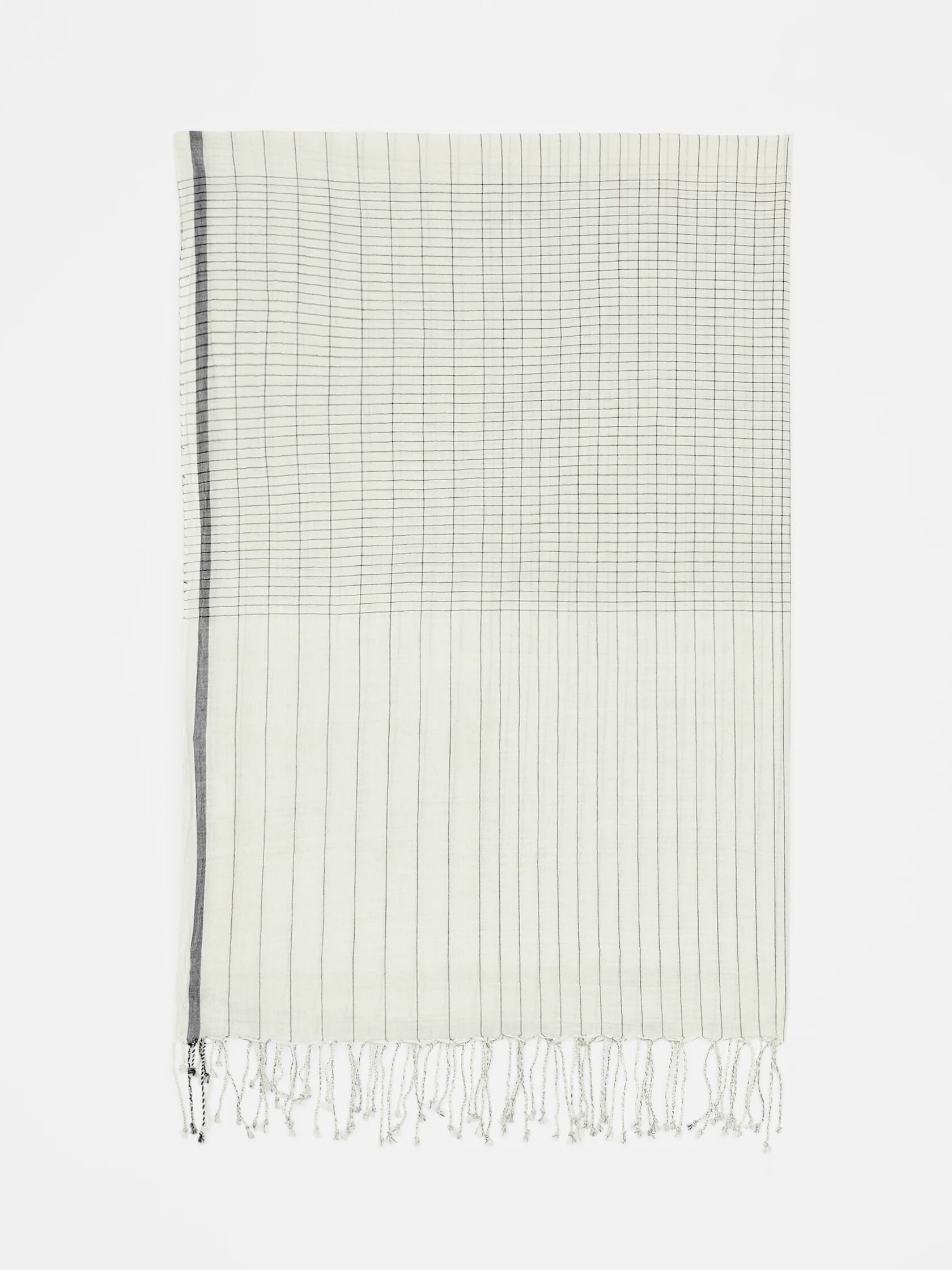 Handloomed Organic Cotton Grid Scarf