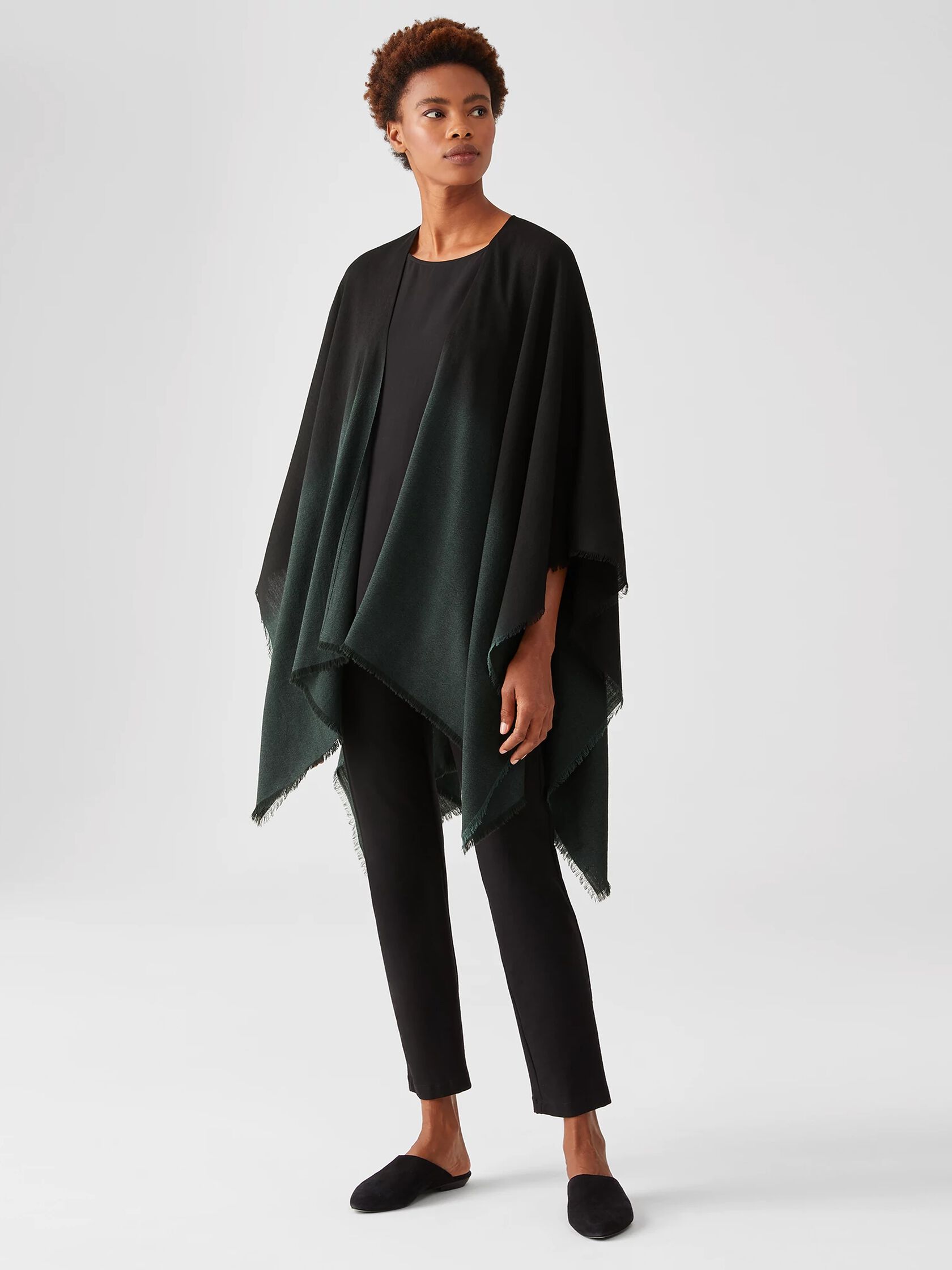 Silk Wool Ombre Poncho