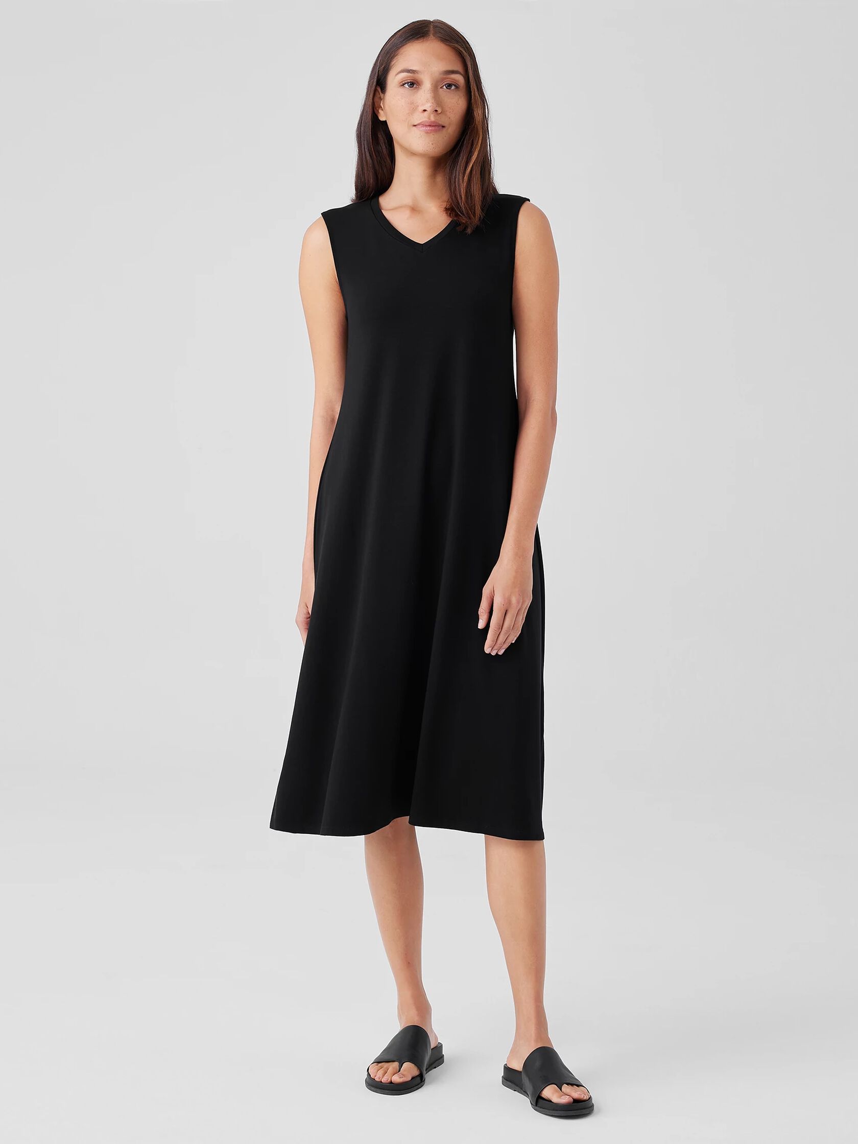 Stretch Jersey Knit V-Neck Tank Dress