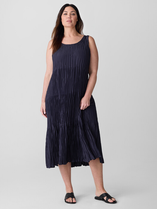 Crushed Silk Tiered Dress | EILEEN FISHER Crushed Silk Tiered Dress | EILEEN FISHER