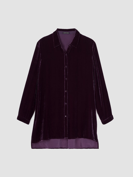 Velvet Classic Collar Long Shirt