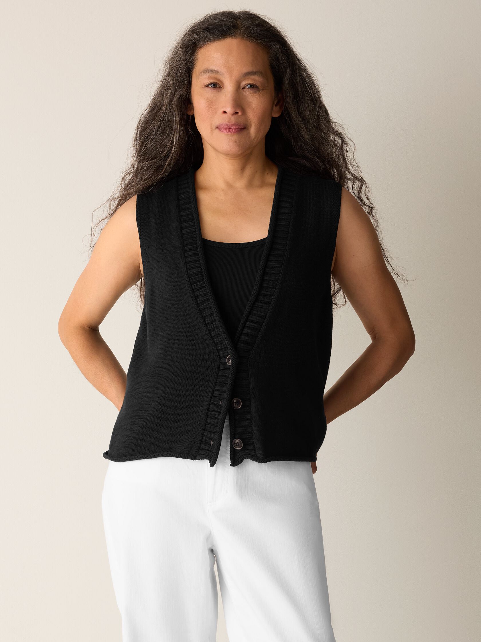 Peruvian Cotton Blend V-Neck Vest