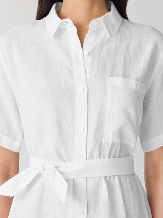Eileen Fisher - Women's Organic Linen Classic Collar Shirtdress - White - Size: Petite Large Petites Eileen Fisher - Women's Organic Linen Classic Collar Shirtdress - White - Size: Petite Large Petites