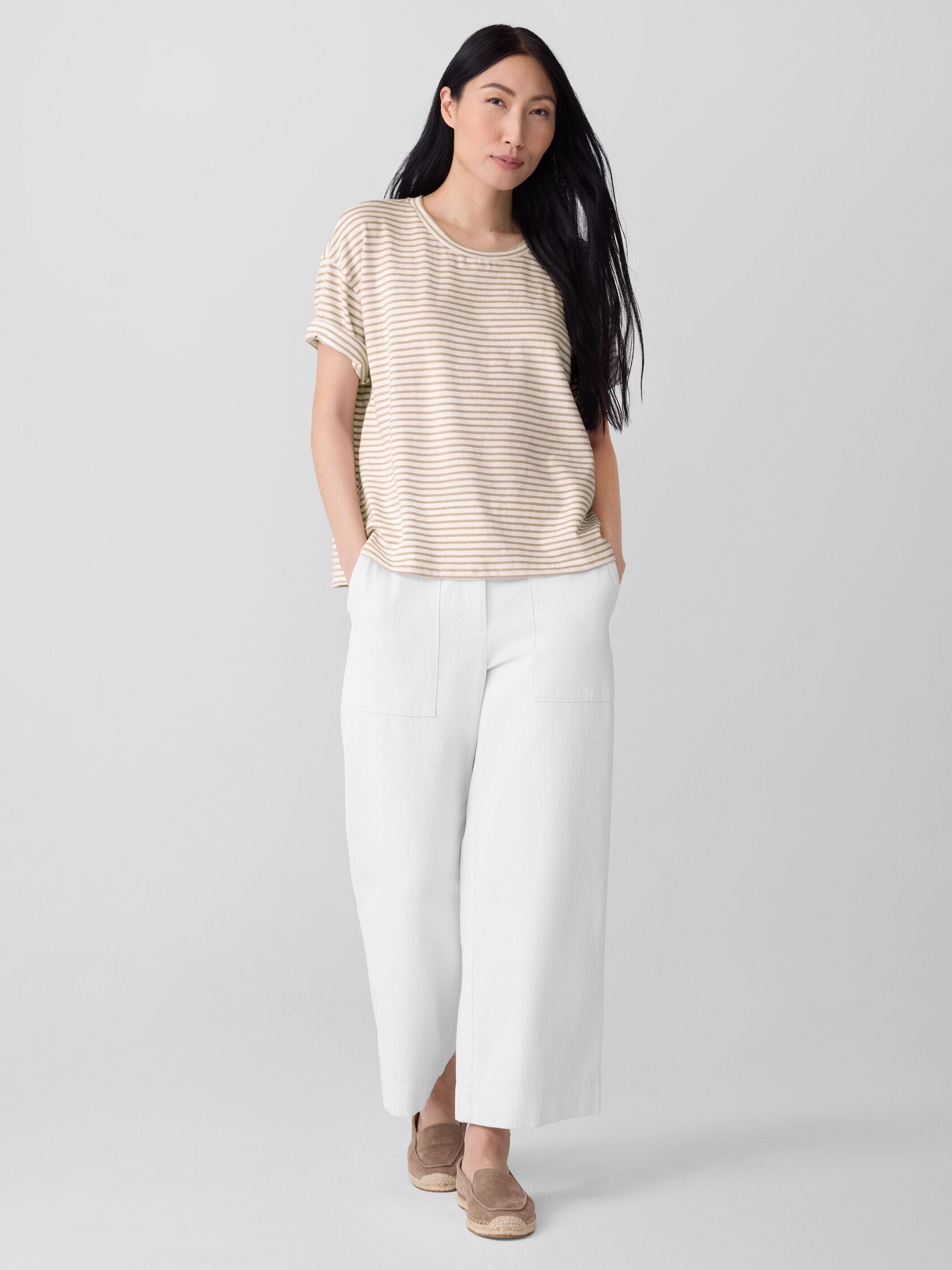 Striped Organic Cotton Slub Box-Top