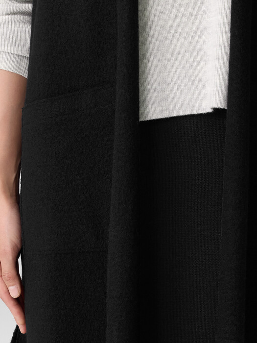 Lightweight Boiled Wool Shawl Collar Vest in Regenerative Wool