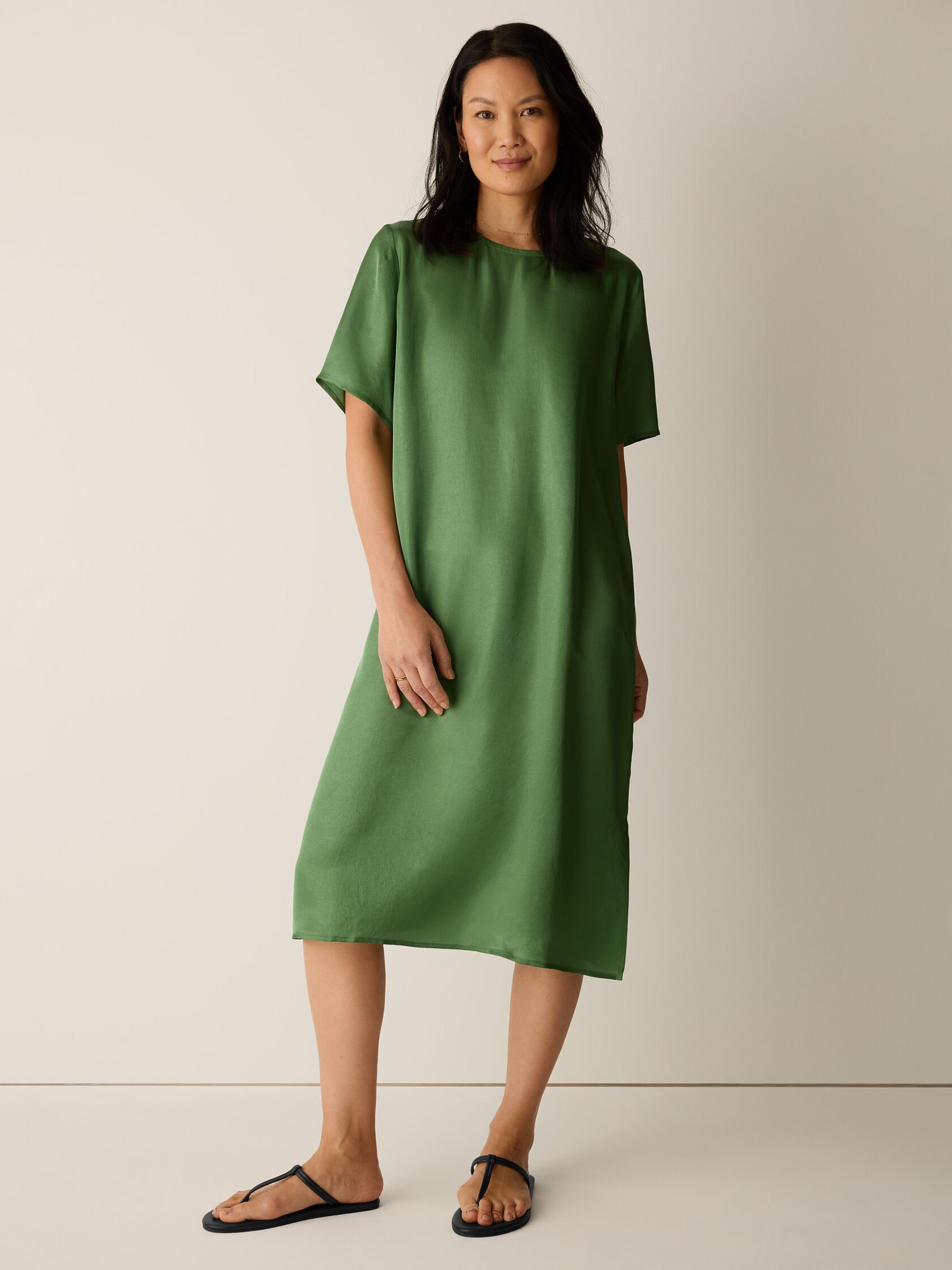 Lightweight Satin Shimmer Tee Dress