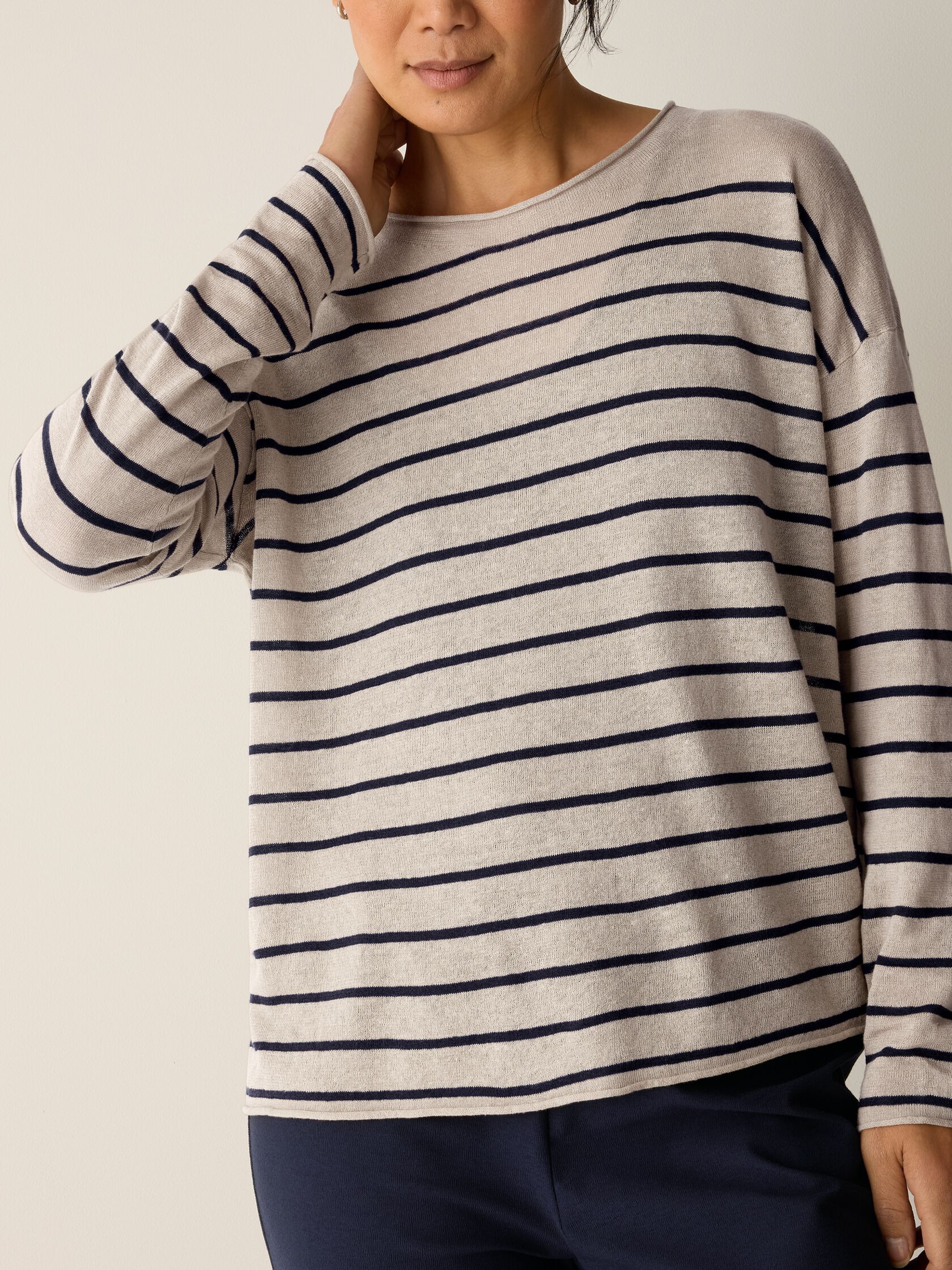 Organic Linen Cotton Jewel Neck Top