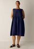 Pleated Silk Bateau Neck Dress