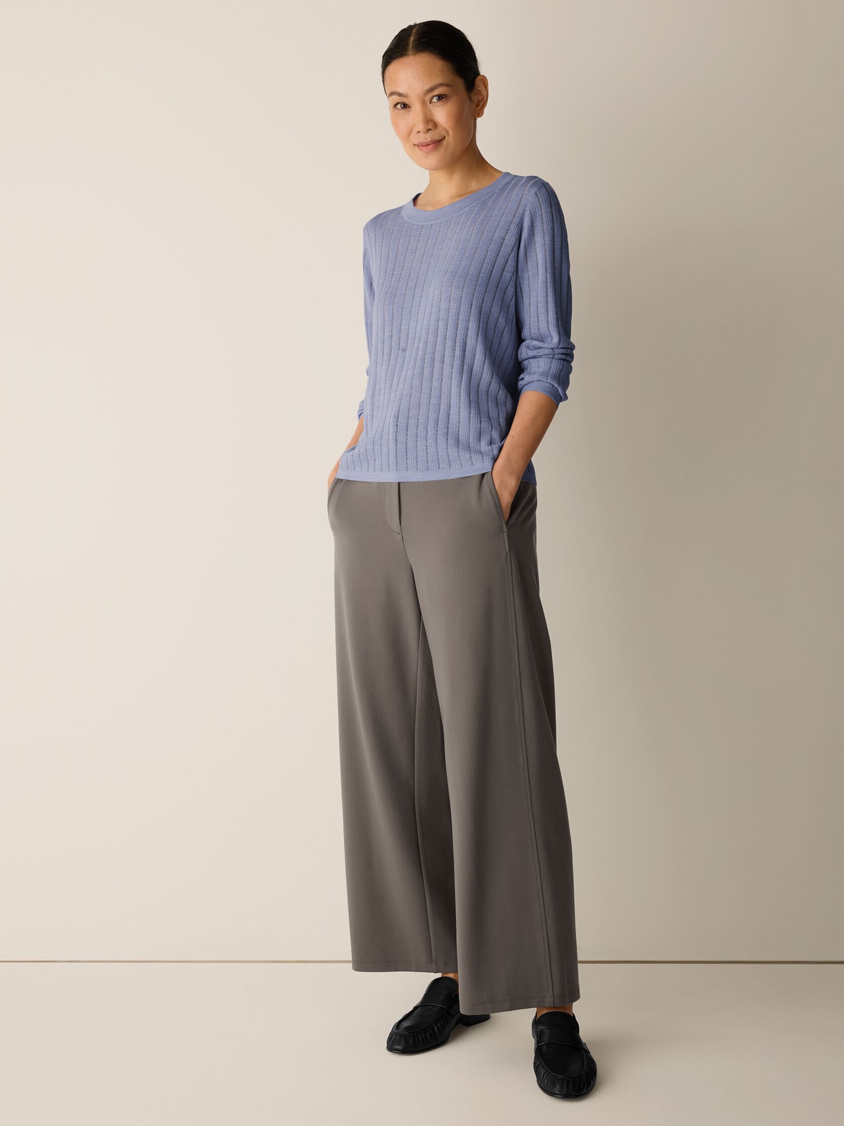 Superfine Merino Crew Neck Top in Regenerative Wool
