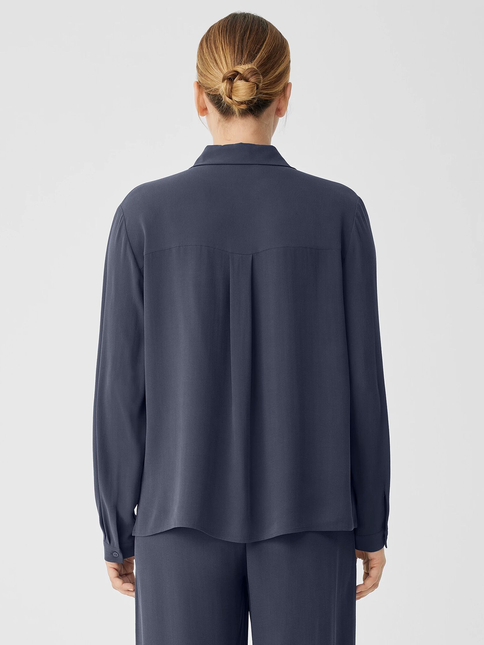 Silk Georgette Crepe Classic Collar Shirt