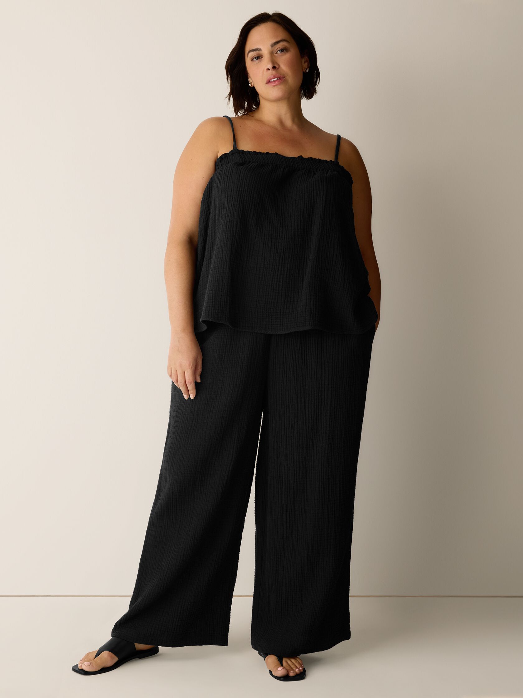 Organic Cotton Lofty Gauze Wide-Leg Pant