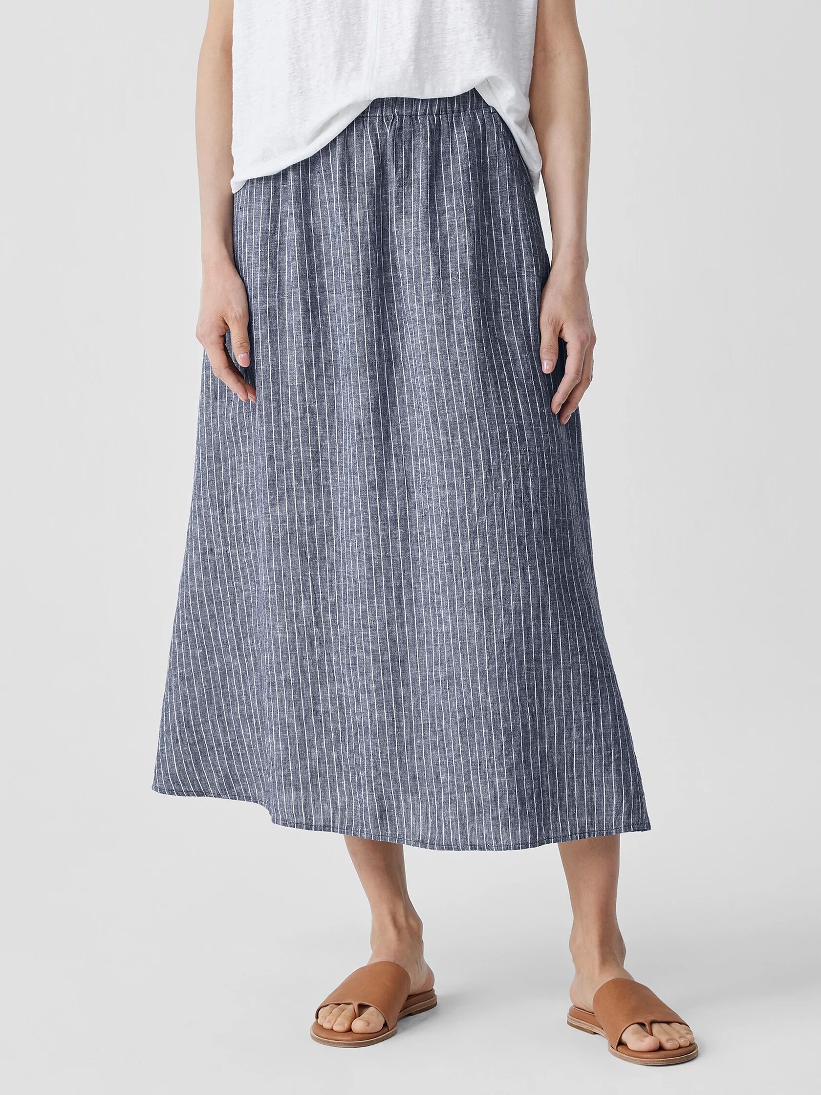 Puckered Organic Linen Pocket Skirt