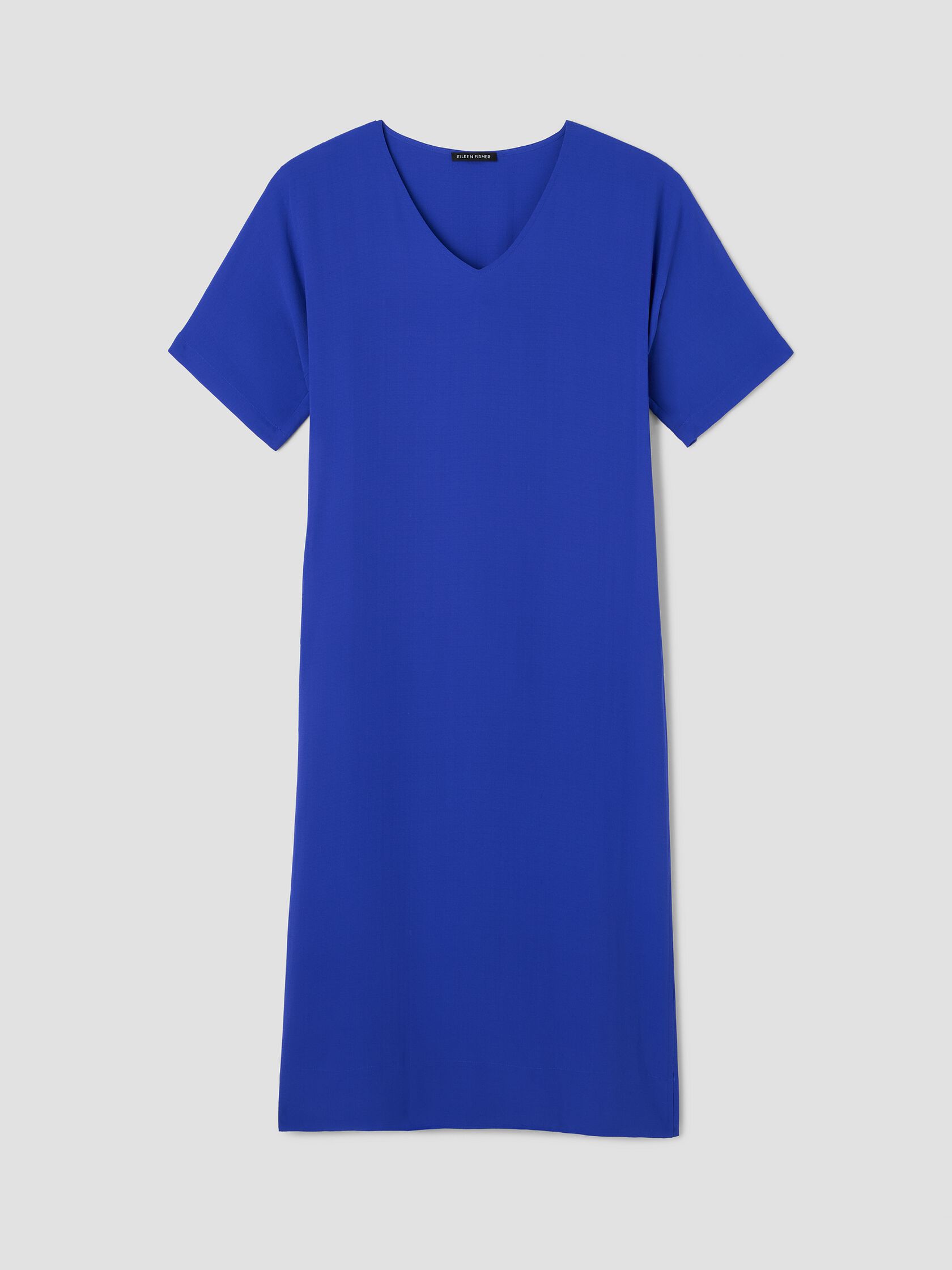 Silk Georgette Crepe V-Neck Dress