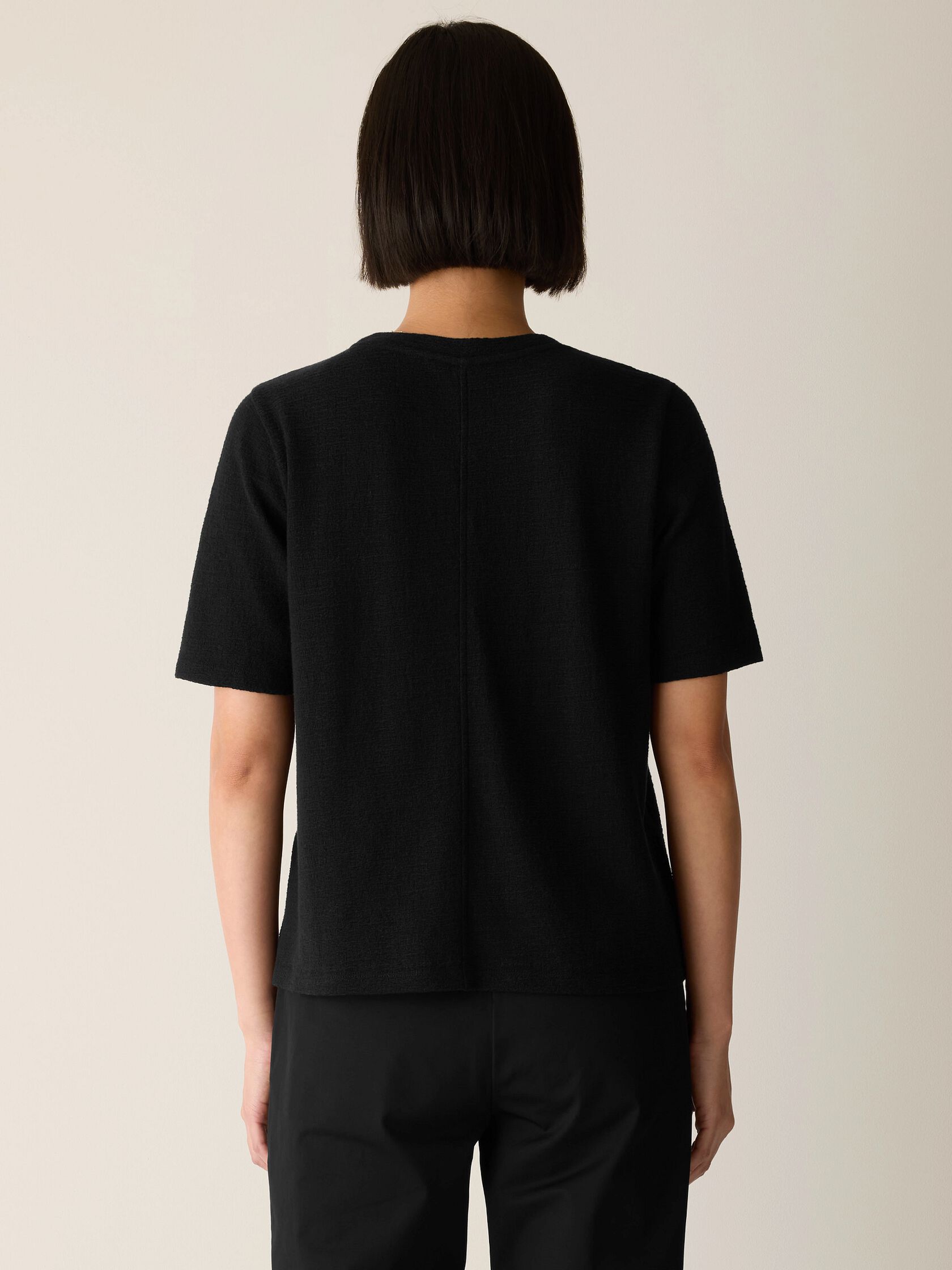 Organic Cotton Jacquard Crew Neck Top